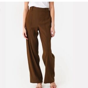 VINCE Women’s Linen Blend High Waisted Pull On Trousers Pants Size XL Brown